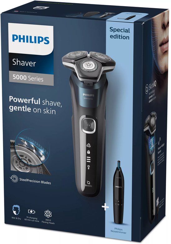 Philips Shaver Series 5000 – Elektrorasierer – Nass- und Trockenrasur – SkinIQ-Technologie – S5889/11