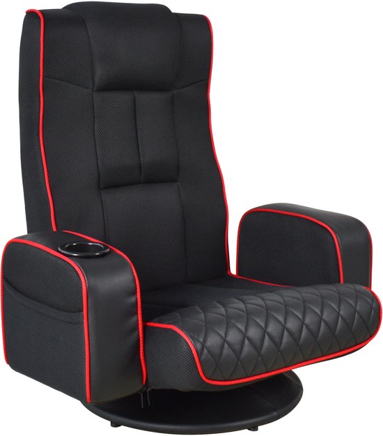 VDD Gaming – Gaming-Stuhl – Bodensessel – Gaming-Stuhl schwarz/rot – Verstellbarer Bodensessel