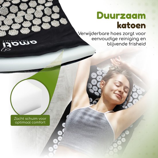 Amati Blue Lotus Spijkermat - met kussen - Massageroller & -Bal - Acupressuur Mat - Shakti Mat - Grijs â€šÃ„Ã¬ Blue Lotus