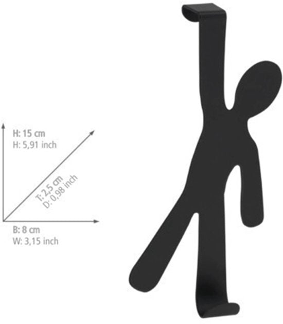 Wenko Türhaken für Aufsatztüren, Männchen – Schwarz