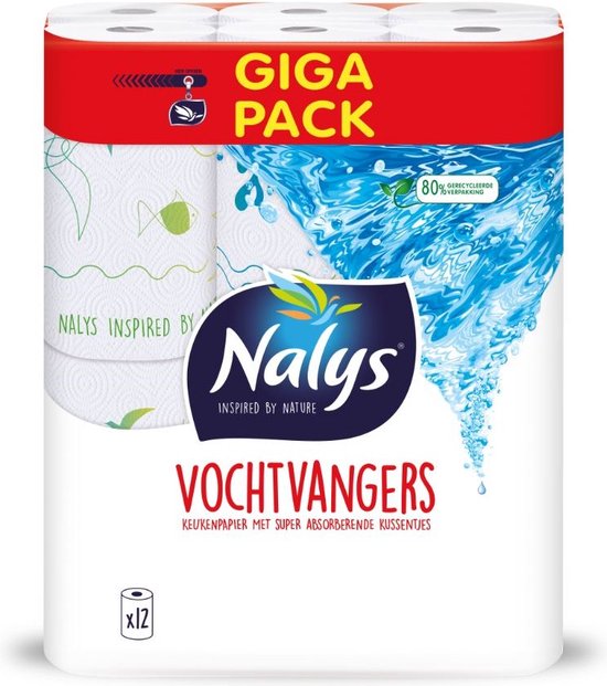 Nalys – Küchenpapier mit Feuchtigkeitsabsorbierern – 12 Rollen