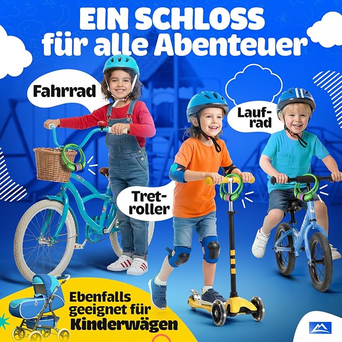 NEXTCOVER® Kinderfahrradschloss - 4-stelliger Code - Scooterschloss Extra robust & sicher - Grün