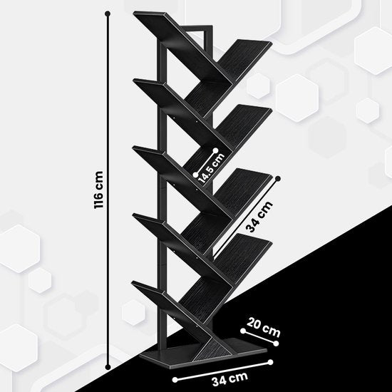 Bayt Bücherregal - Bücherregal - Industrieholz - Schwarz - 116x20x34 cm