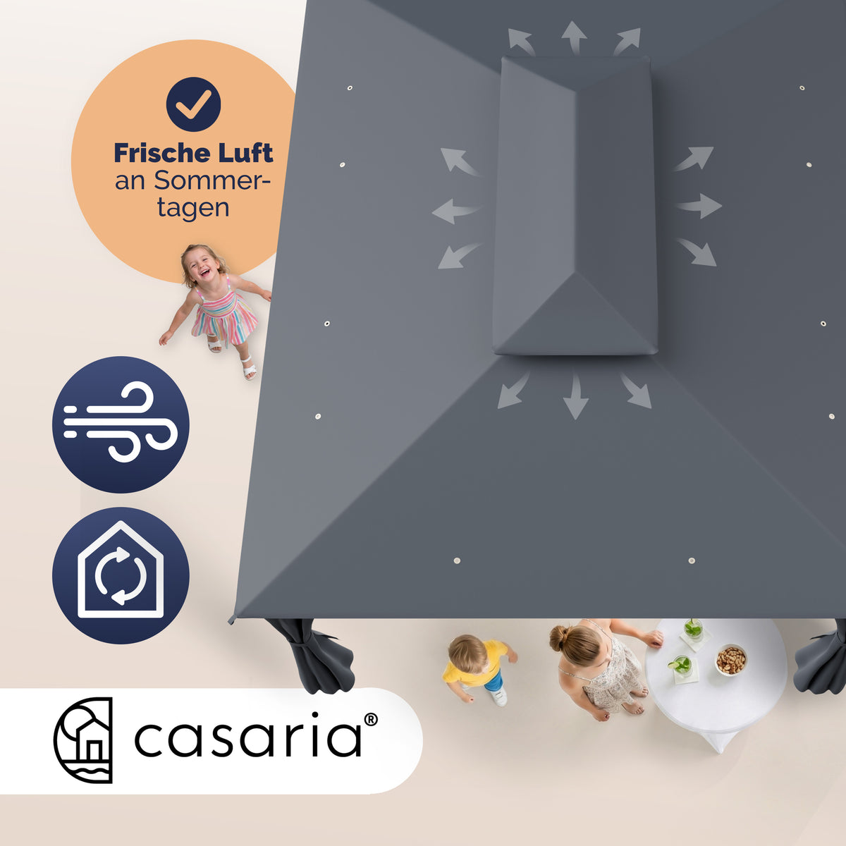 Casaria Topas Pavillon 3 x 4 m – mit Seitenwänden und Belüftungsdach – UV-Schutz 50+ – Stahlrahmen – Anthrazit