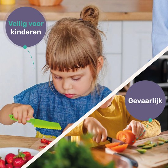 Qwali XL Kindermesserset - Sicher - Inkl. Schneidebrett - Kinder - Besteck - Messer - Kind