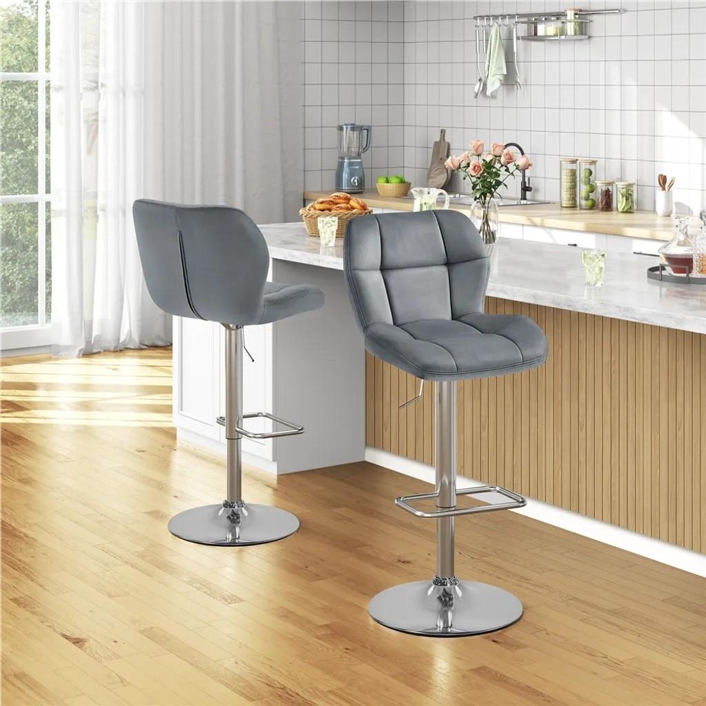 Yaheetech Barhocker-Set, 2er-Set mit Fußstütze – 62,5–84,5 cm – Dunkelgrau