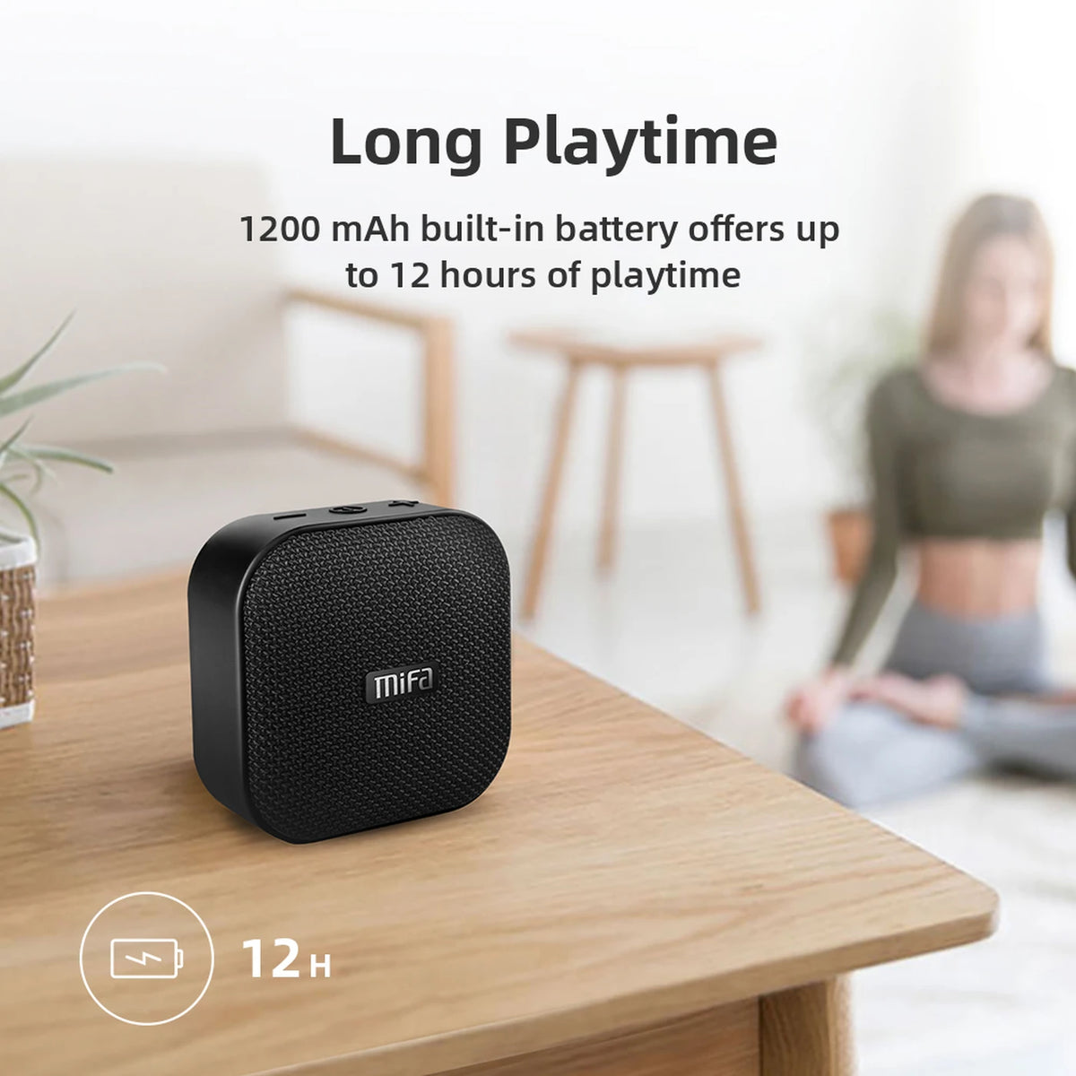 Mifa A1 Bluetooth-Lautsprecher – Mini-Stereo-Lautsprecher – wasserdicht – Freisprecheinrichtung – 85 × 46 × 86 mm – Schwarz