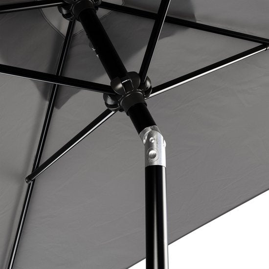 Tristar Stabsonnenschirm – quadratisch – 200 x 200 cm – Balkon & Garten – neigbar – inkl. Schutzhülle – PA-7901 – Dunkelgrau