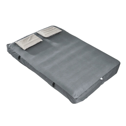 SoBuy OGS32-II-L-HG-P01 Aufblasbare 2-Personen-Campingmatratze, grau – mit Kissen, Spannbetttuch und Pumpe, 191 × 137 cm