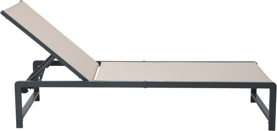AXI Zane Liegestuhl Anthrazit/Braun – Pulverbeschichteter Stahlrahmen – Rückenlehne mit 5 Verstellpositionen – Liegefläche aus Textileen – 173 x 62 cm