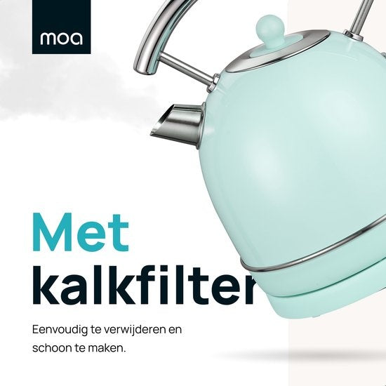 MOA Retro-Wasserkocher - Pastellgrün - Mintgrün - Elektrisch - Edelstahl - EK4TG