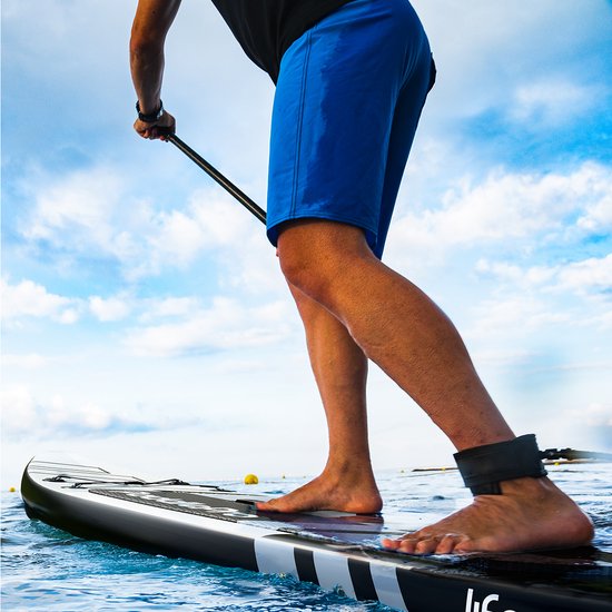 LifeGoods PaddlePro SUP Board Pro - Pro Set - Aufblasbares Paddle Board - Max. 150KG - 320x81cm - Schwarz/Weiß