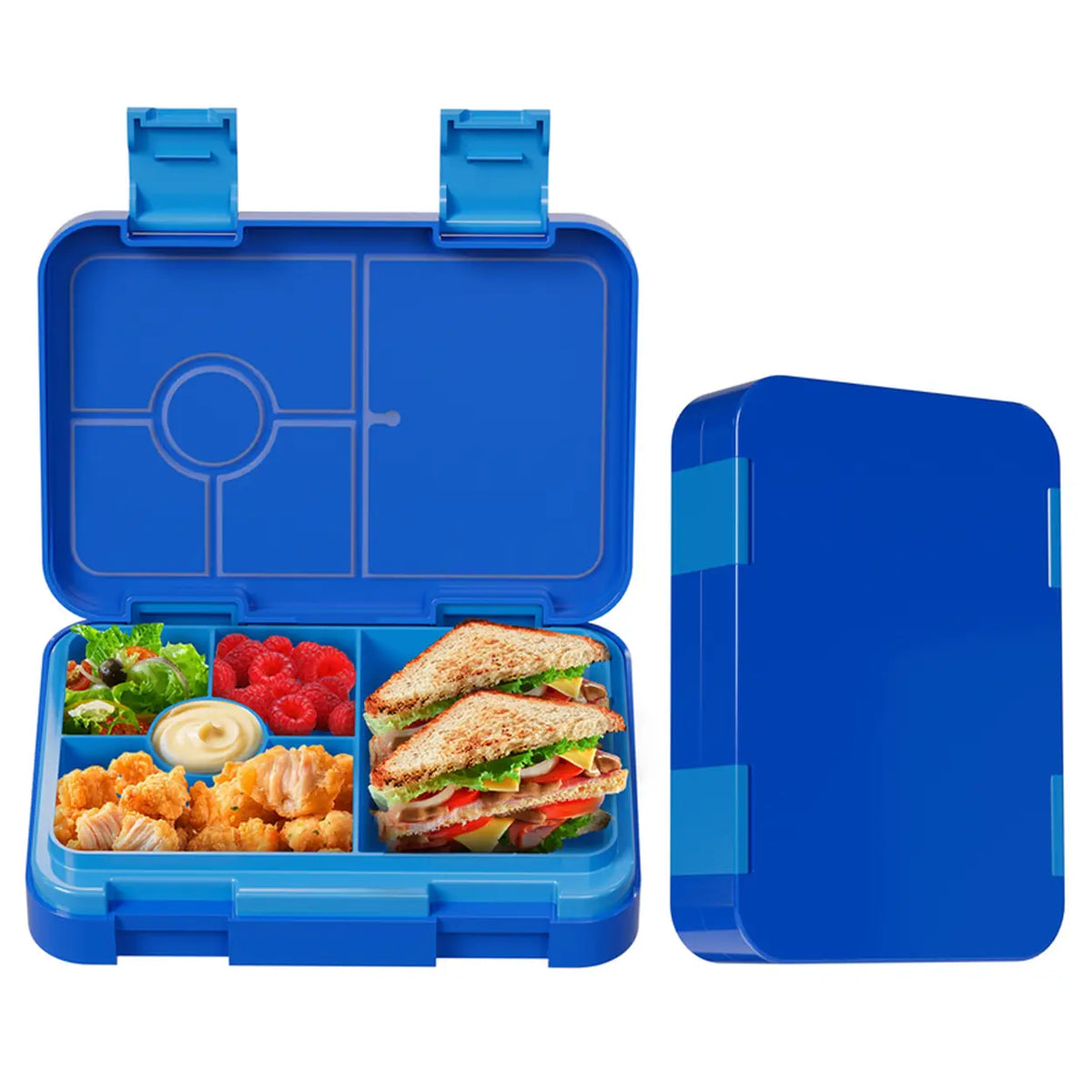 Meoky Lunchbox mit 5 Fächern und doppeltem Verschluss – Blau