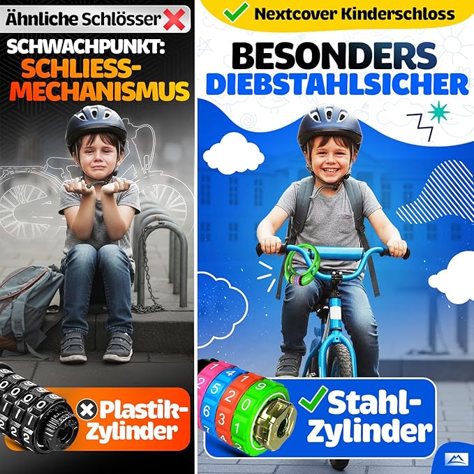 NEXTCOVER® Kinderfahrradschloss - 4-stelliger Code - Scooterschloss Extra robust & sicher - Grün