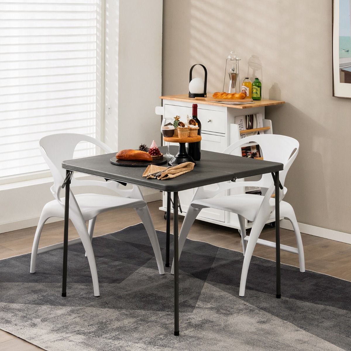 Coast Klappbarer Campingtisch – Tragbar mit Tragegriff – Leicht – Grau 86 x 86 x 73 cm