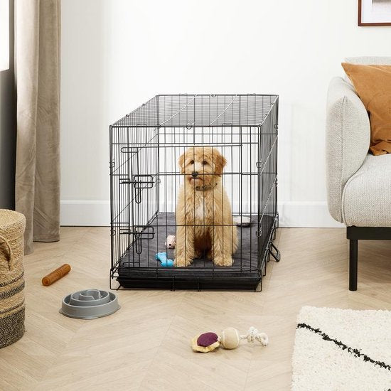 Hundebox – XL – 91 x 56 x 63 cm – Zusammenklappbar – Metall, Kunststoff – Schwarz – VI Online Products