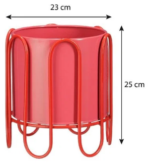 Mica Decorations Dione Blumentopf auf Ständer – Rosa/Rot – H 25 x Ø 23 cm