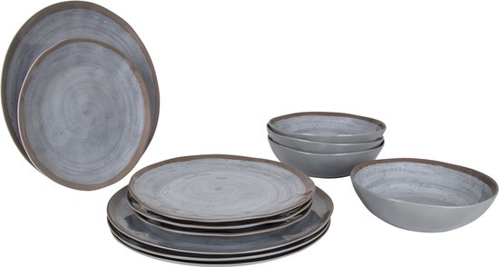 Bo-Camp – Geschirr – Halo – 12-teilig – Grau