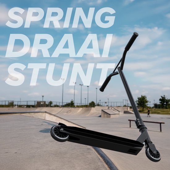 LifeGoods Stuntstep Fly X - 6+ Jahre - Schritt für Kinder - Jungen/Mädchen - 100mm - 100KG - Schwarz/Weiß