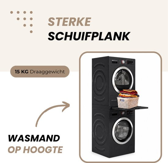 Dastium Home – Schwarzes Stapelset für Waschmaschine und Trockner – Stapelset für Waschmaschine und Trockner – Zwischenstück für Waschmaschine und Trockner – Universal – Schwarz