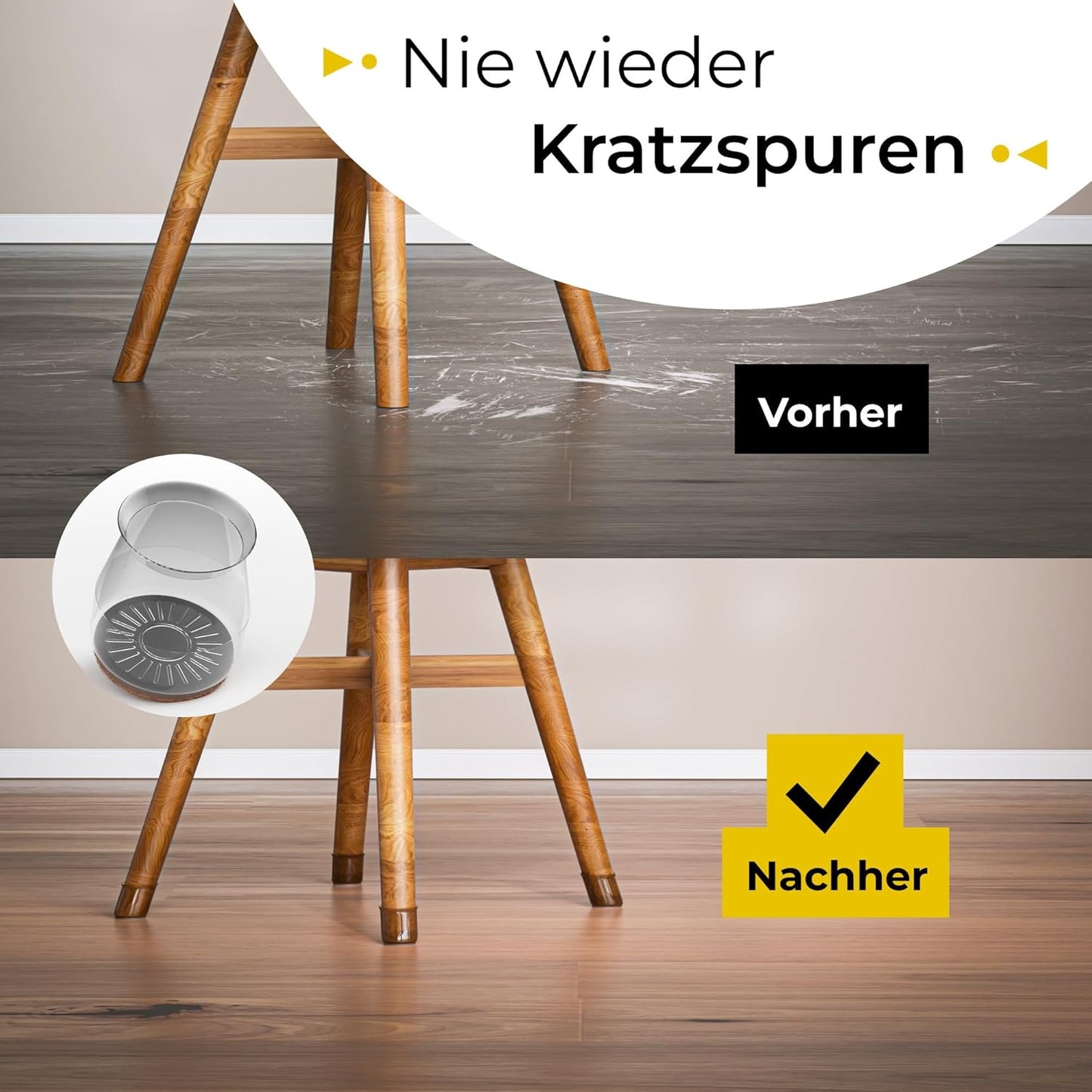 Five Dots - Satz mit 16 Stuhlbeinkappen - Rund