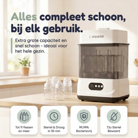 Numsy 5-in-1-Flaschensterilisator und -Trockner Max – Für bis zu 11 Flaschen geeignet Flaschensterilisator und -Trockner – Flaschensterilisator für Babys