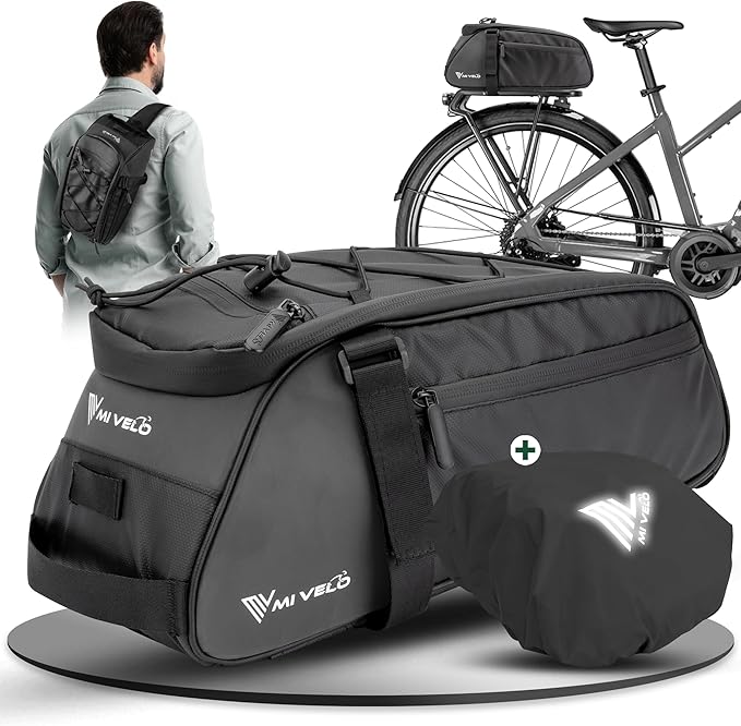 MIVELO Fahrradtasche - wasserdicht & reflektierend - 9 Liter - Schwarz
