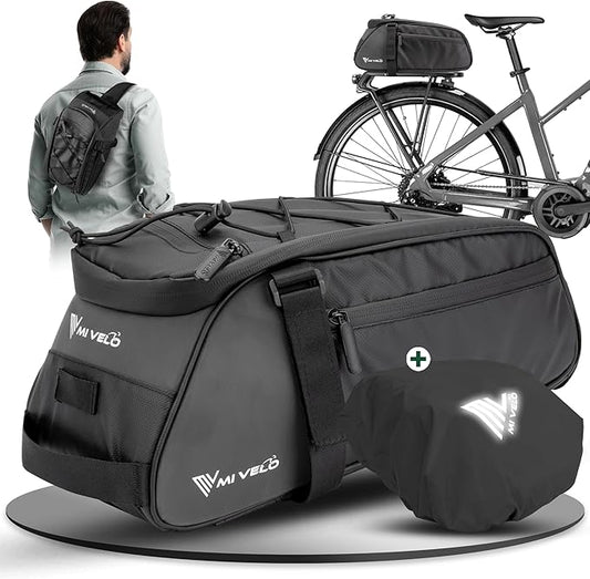 MIVELO Fahrradtasche - wasserdicht & reflektierend - 9 Liter - Schwarz