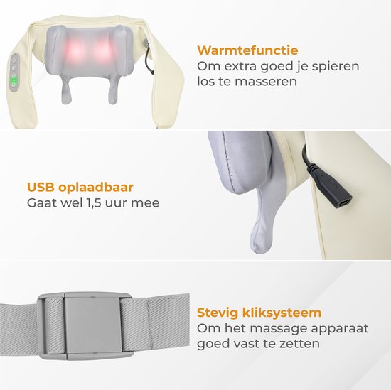 Nuvance - Massagekissen auch für Arm Rücken & Bein Weiß