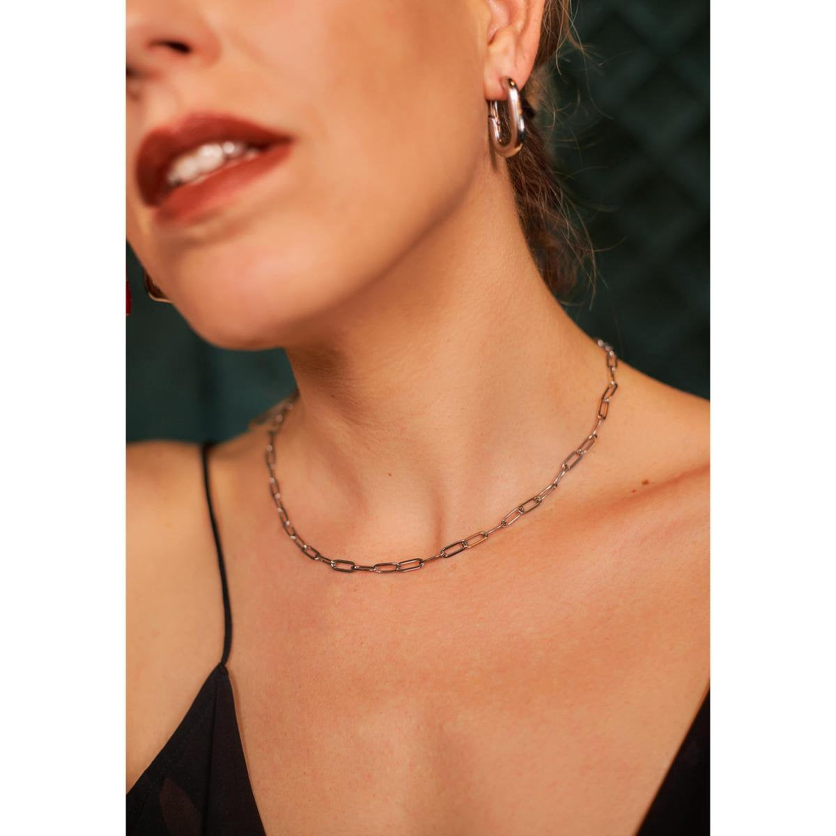 Laura Ferini Damen Halskette Catena Silber - Silber Gliederkette - 18K Weißgold vergoldet - Halskette - Halskette - Schmuck - Accessoires - Damen Halskette