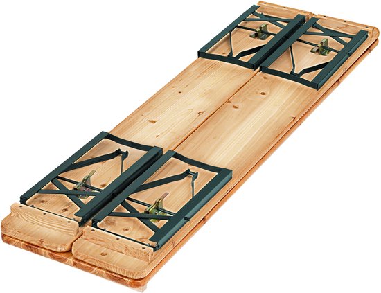 tectake - Biertisch mit 2 Bänken - 8 Personen - 170 cm lang - 3-teiliges Biertischset mit Klapptisch und Bänken - Gartentisch - Bierbank Oktoberfest