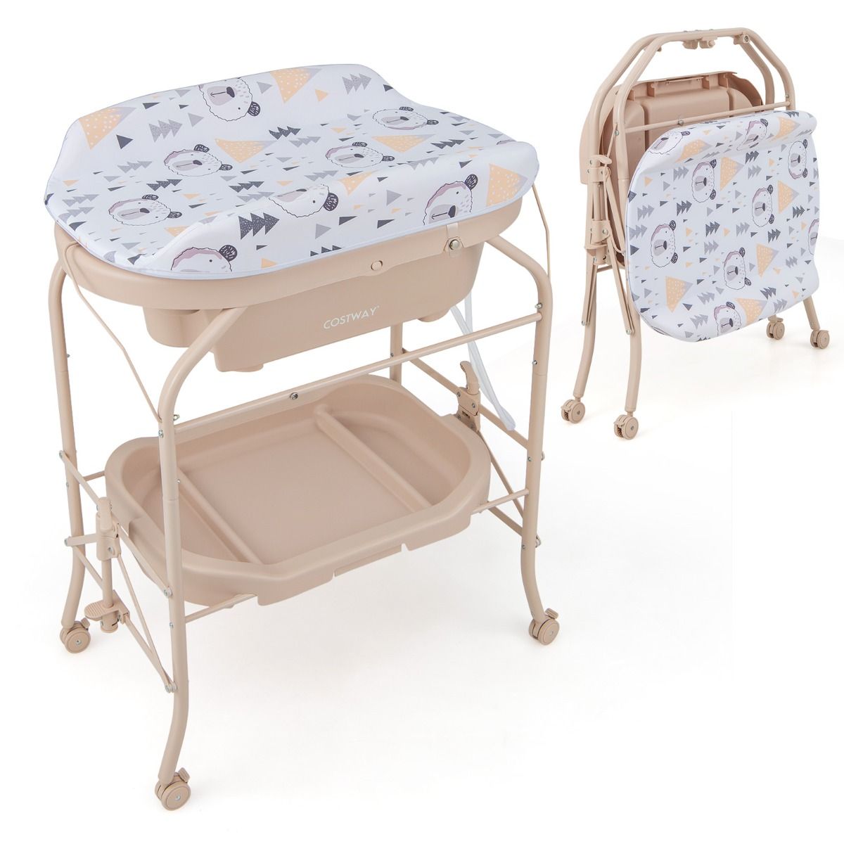 Coast 4-in-1-Wickelkommode - Mit Badewanne - Klappbar - 86 x 50 x 100 cm - Beige