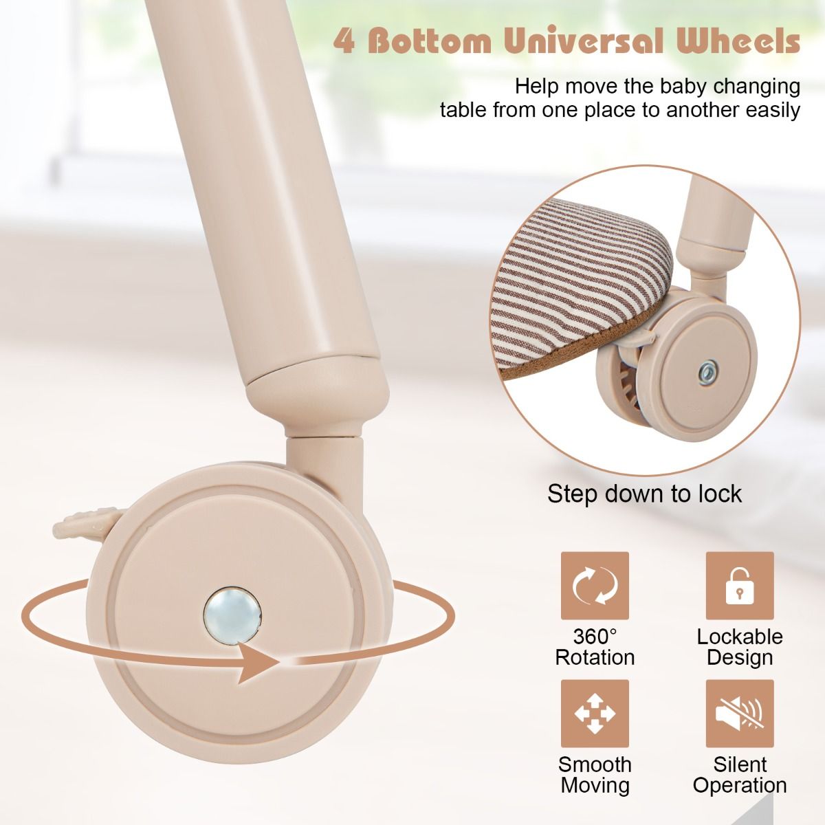 Coast 4-in-1-Wickelkommode - Mit Badewanne - Klappbar - 86 x 50 x 100 cm - Beige