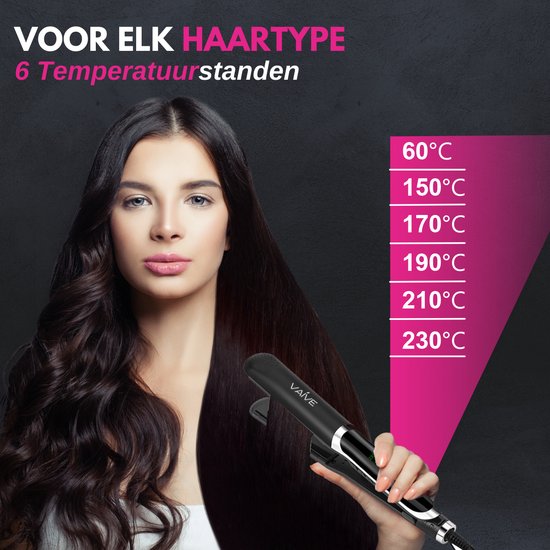 VAIVE Glätteisen - 2 in 1 - Glätten und Locken - Keramik - 60ºC - 230ºC - Lockenstab