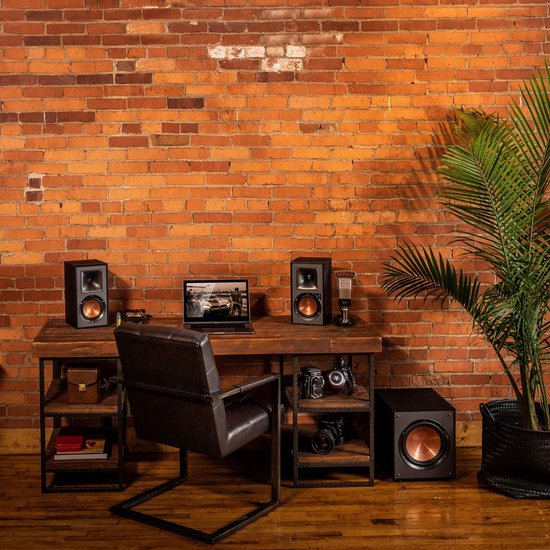 Klipsch R-51PM - Aktive Regal-Lautsprecher - Schwarz ( Paar )