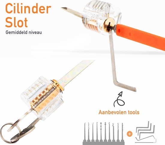 Happy Goods Lockpick Set - 32-teilig - Survival Kit - Anfänger & Profi - 3x Übung Schloss - orange