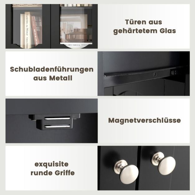 Coast Freistehender Schrank - Hochschrank 60 x 30 x 160 cm - Schwarz