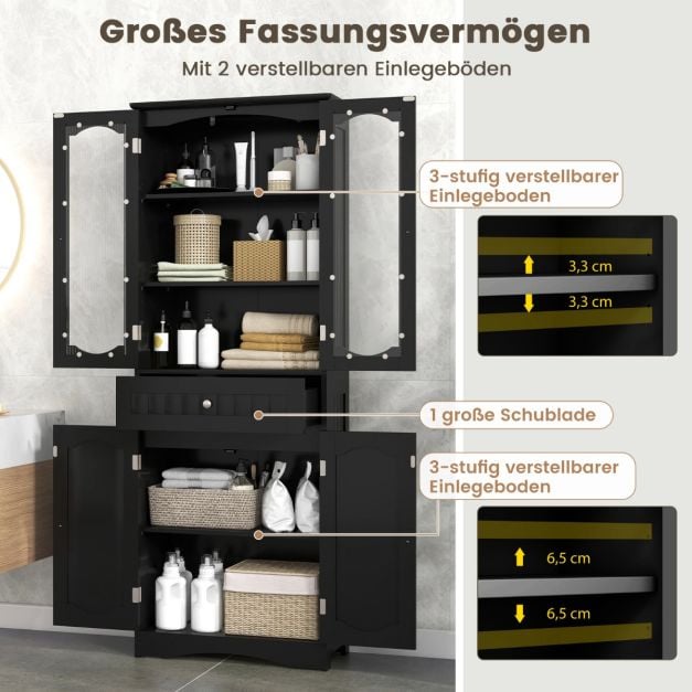 Coast Freistehender Schrank - Hochschrank 60 x 30 x 160 cm - Schwarz