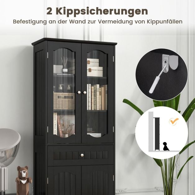 Coast Freistehender Schrank - Hochschrank 60 x 30 x 160 cm - Schwarz