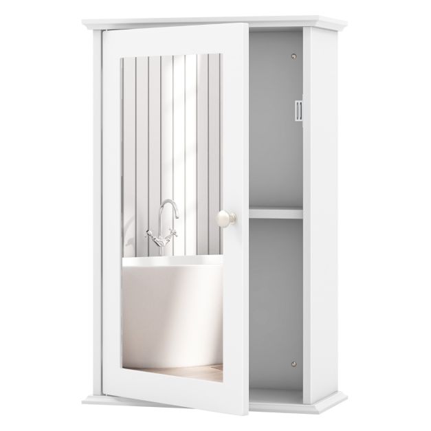 Coast Wandspiegelschrank - MDF - HD Spiegel - 34 x 15 x 53 cm - Weiß