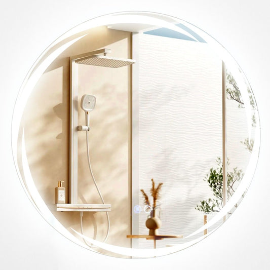 Coast LED-Badezimmerspiegel rund 60x60 cm Silber - Doppelte Beleuchtung - Dimmbar - Anti-Beschlag - 3 Lichtfarben