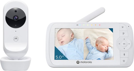 Motorola Nursery VM35-2 – Babyphone mit 5-Zoll-Split-Screen und 2 Kameras – Nachtsicht – Integriertes Mikrofon