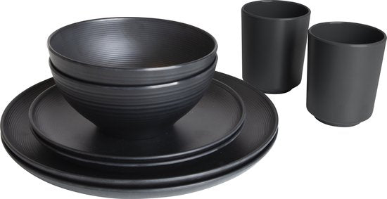 Bo-Camp – Industrial – Geschirr – Orville – 16-teilig – Schwarz