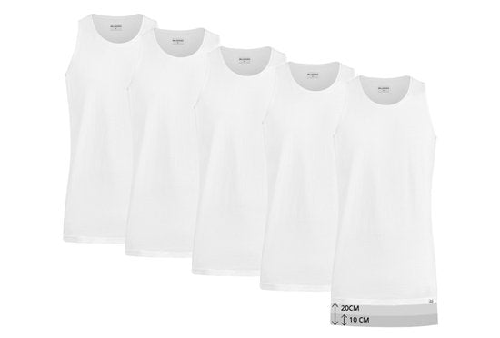 Milanoro - 5er-Set Herren-Unterhemden in Überlänge - Weiß - L