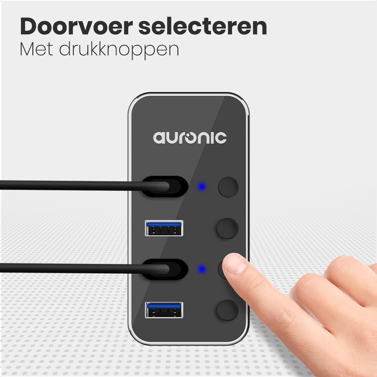 Auronic USB Hub 3.0 - USB Splitter mit 4 Ports - mit Netzteil - 5 GBPs - Led-Anzeige - Schwarz