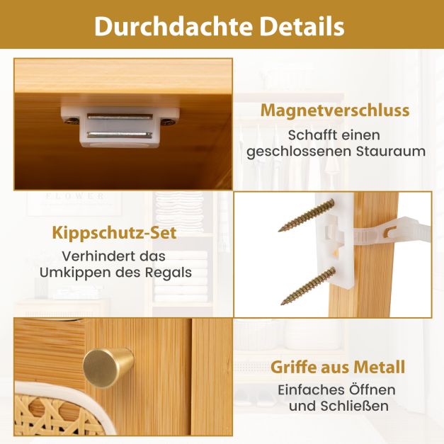 Coast Bamboo Clothes Rack Natural - Garderobenständer mit Garderobe, Kleiderstange und 2 Schubladen - 102 x 33 x 160 cm