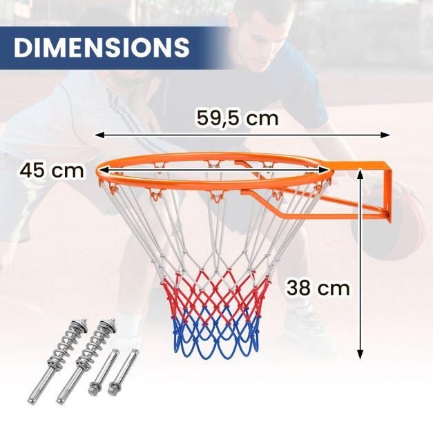 Coast 45 cm Basketballring mit Netz für alle Jahreszeiten Wandmontierter Basketballständer mit Doppelfedern