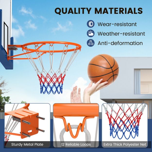 Coast 45 cm Basketballring mit Netz für alle Jahreszeiten Wandmontierter Basketballständer mit Doppelfedern