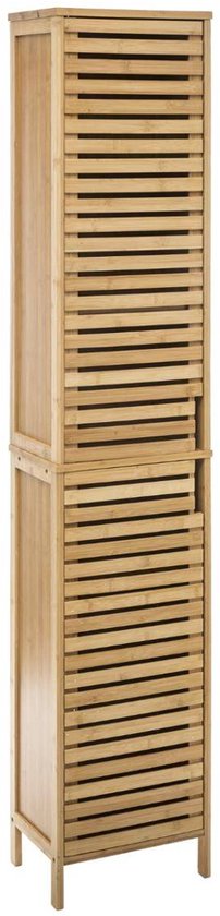 5Five Säulenschrank – hoch – 34 x 24 x 170 cm – Bambus – braun – Badezimmerschrank – Badezimmermöbel