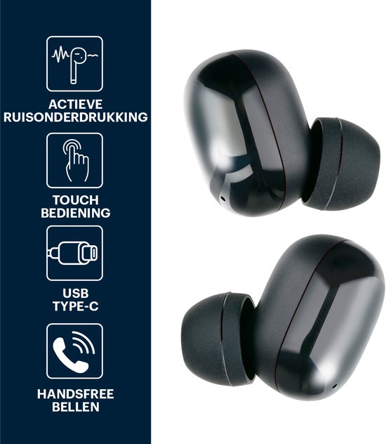 Grundig Wireless Earbuds - Ohrhörer Bluetooth 5.3 - Ohrhörer inkl. Ladekassette - Akkulaufzeit bis zu 20 Stunden - USB-C wiederaufladbar - Touch Control und Freisprechfunktion